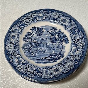 8pc Vintage Liberty Blue Monticello Bread /Butter Plates English Transferware